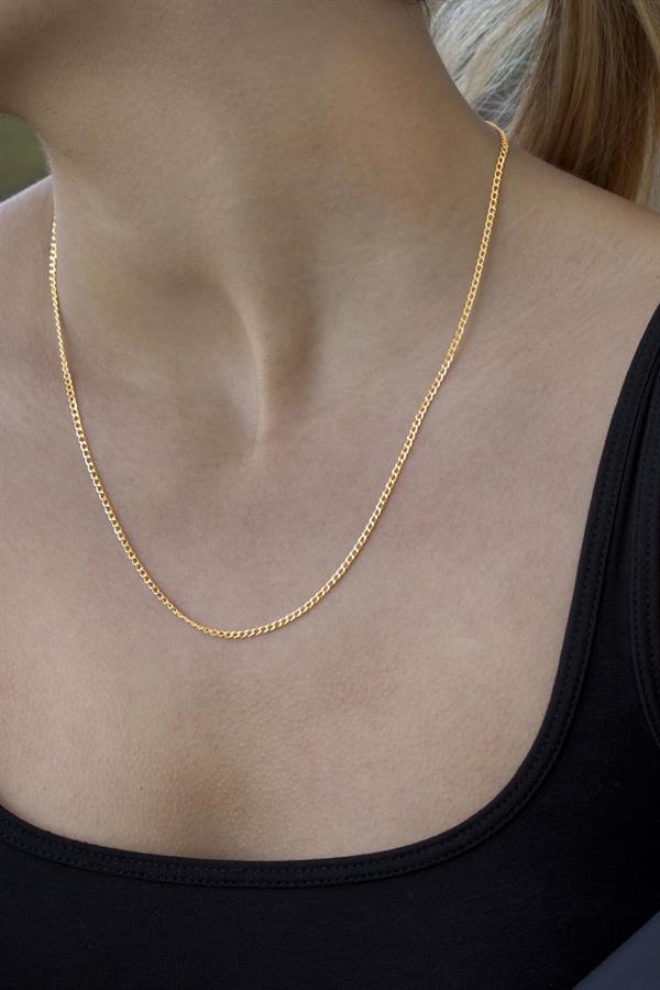 14 Ayar Altın Zarif Gurmet Zincir Kolye 1mm