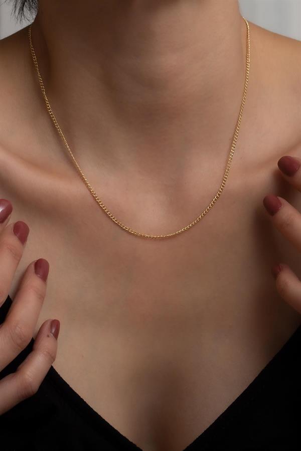 14 Ayar Altın Zarif Gurmet Zincir Kolye 1mm