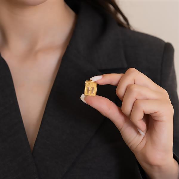 14 Ayar Altın H Harf Kalpli Kolye Ucu