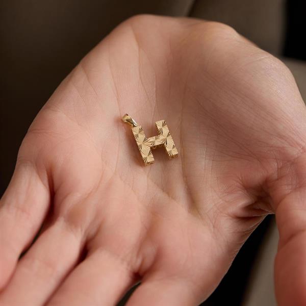 14 Ayar Altın H Harf Küçük Füzyon Kolye Ucu