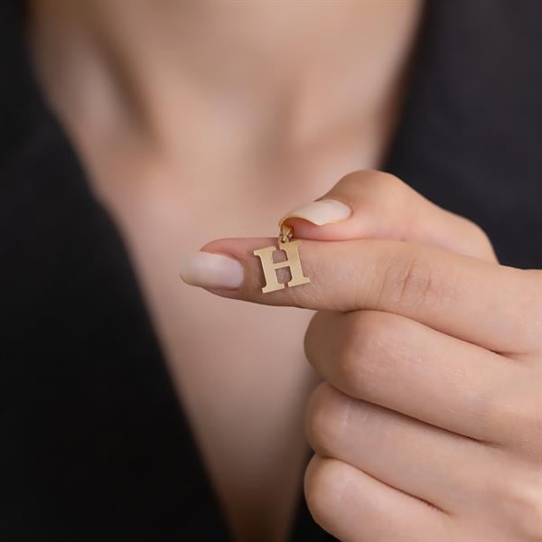 14 Ayar Altın H Harf Sade Kolye Ucu