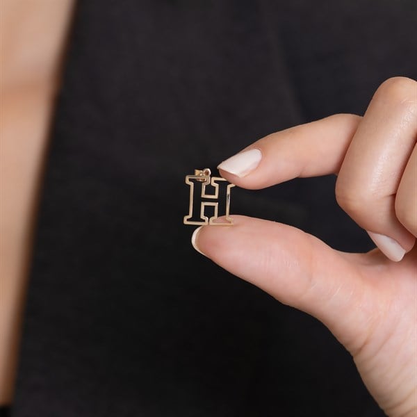 14 Ayar Altın H Harf Soft Kolye Ucu