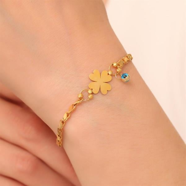 14 Ayar Altın Halep Yonca Bileklik