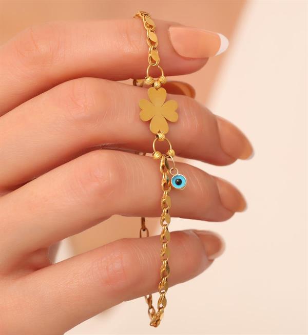 14 Ayar Altın Halep Yonca Bileklik