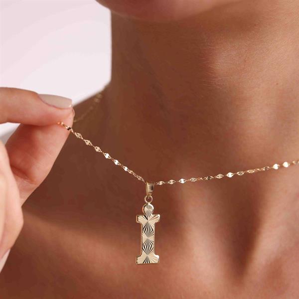 14K Solid Gold I Letter Fusion Necklace