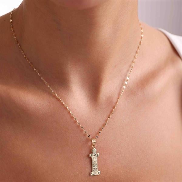 14K Solid Gold I Letter Fusion Necklace