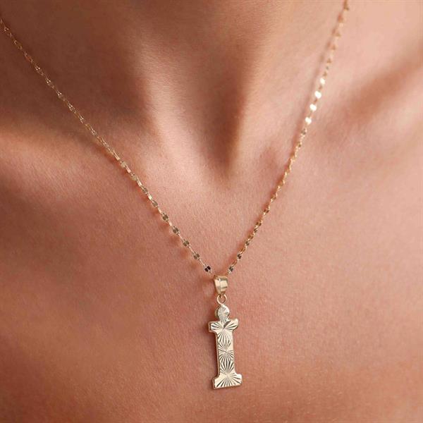 14K Solid Gold I Letter Fusion Necklace