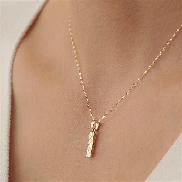 14K Solid Gold I Letter Small Fusion Necklace