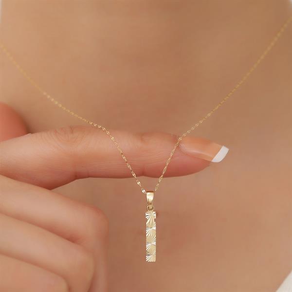 14K Solid Gold I Letter Small Fusion Necklace