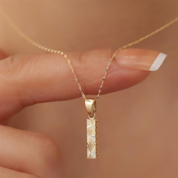 14K Solid Gold I Letter Small Fusion Necklace