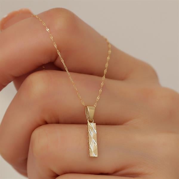 14K Solid Gold I Letter Small Fusion Necklace