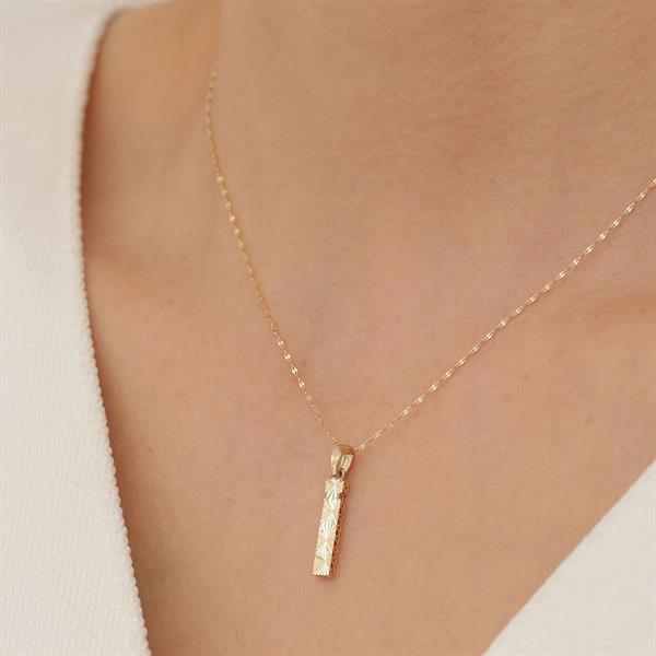 14K Solid Gold I Letter Small Fusion Necklace
