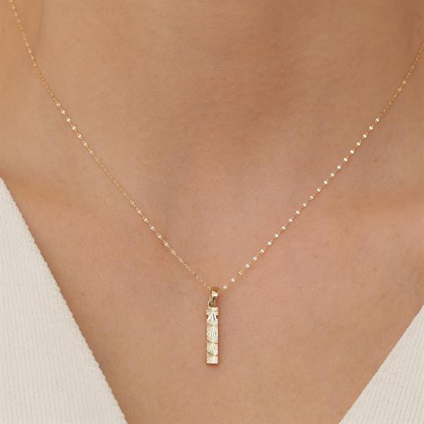 14K Solid Gold I Letter Small Fusion Necklace