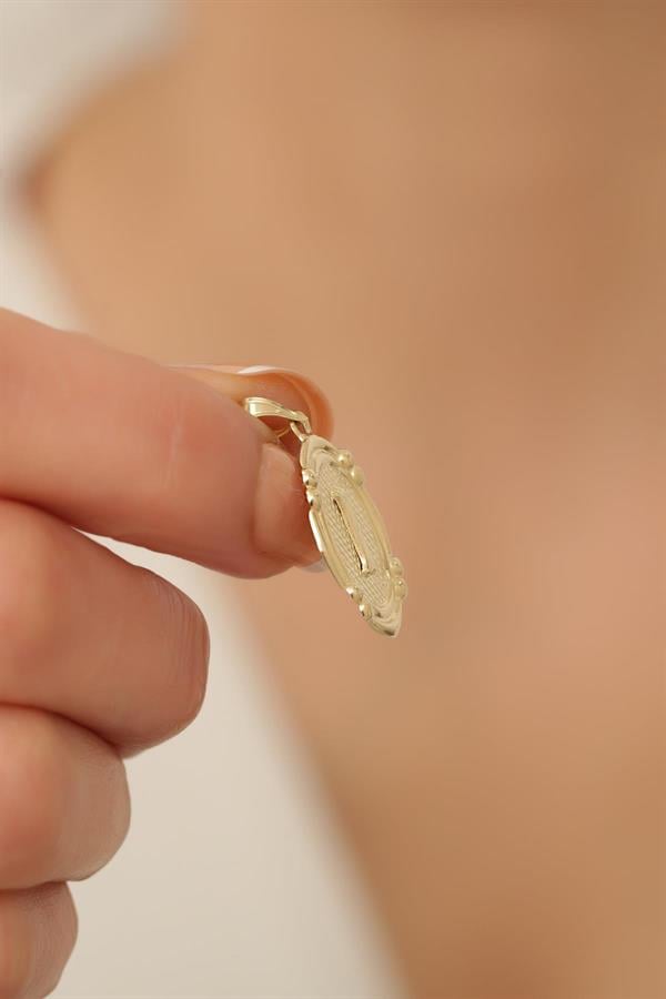 14 Ayar Altın I Harfli Retro Kolye Ucu