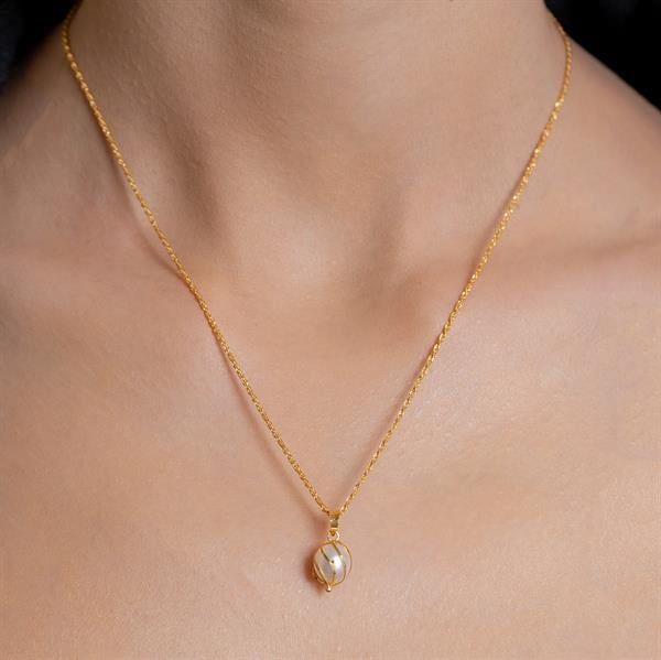 14 Ayar Altın İnci Kafesli Kolye