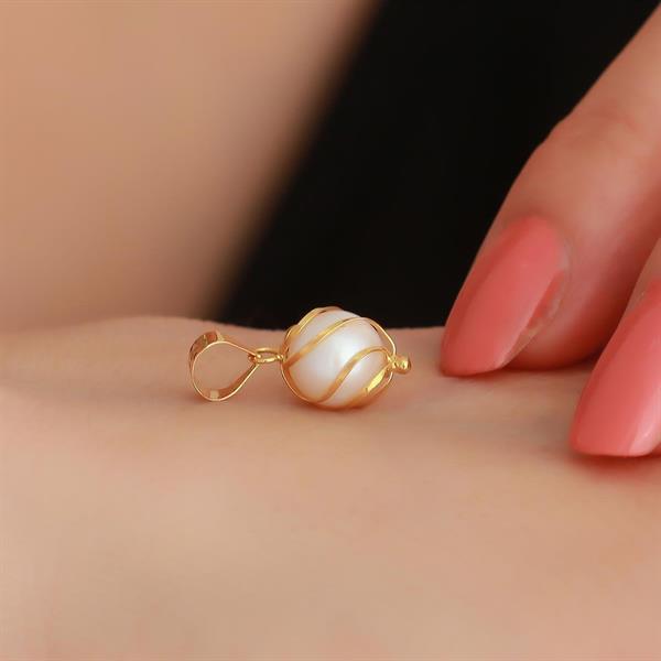 14K Solid Gold Pearl Cage Pendant