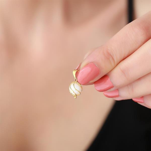 14K Solid Gold Pearl Cage Pendant