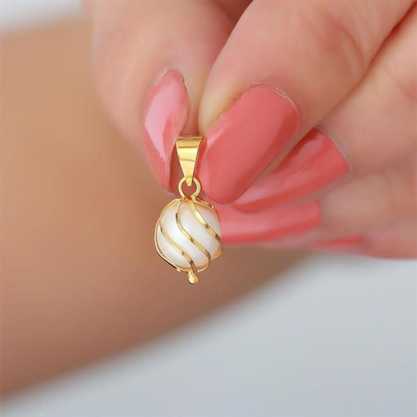 14K Solid Gold Pearl Cage Pendant