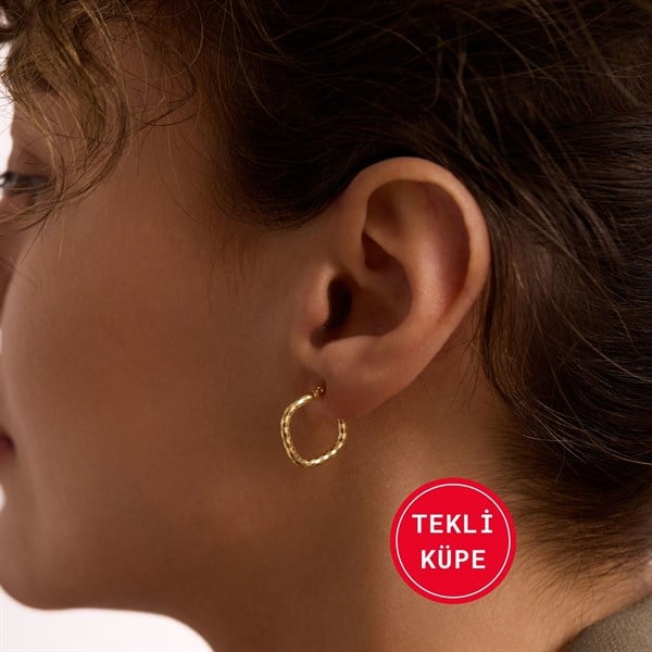 14 Ayar Altın İtalyan Parıltı Kare TEKLİ Küpe