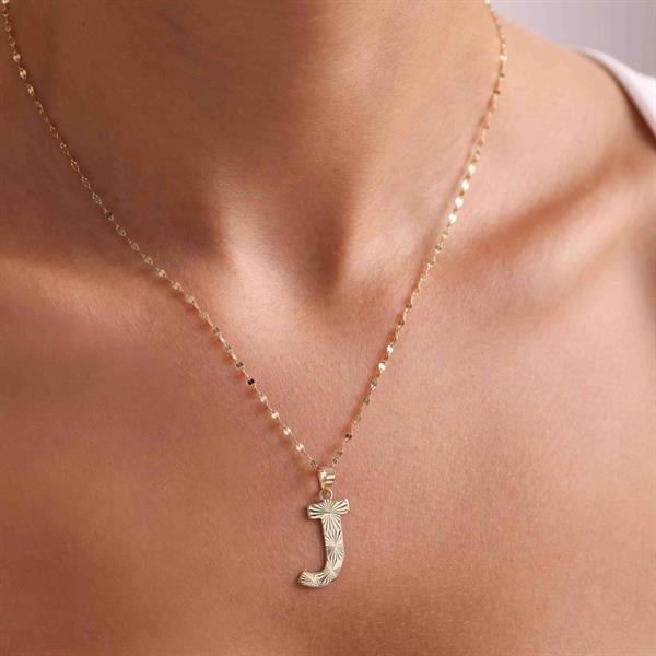 14 Ayar Altın J Harf Füzyon Kolye