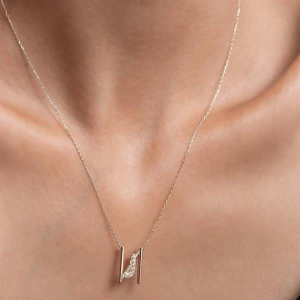 14 Ayar Altın J Harfi Taşlı Kolye