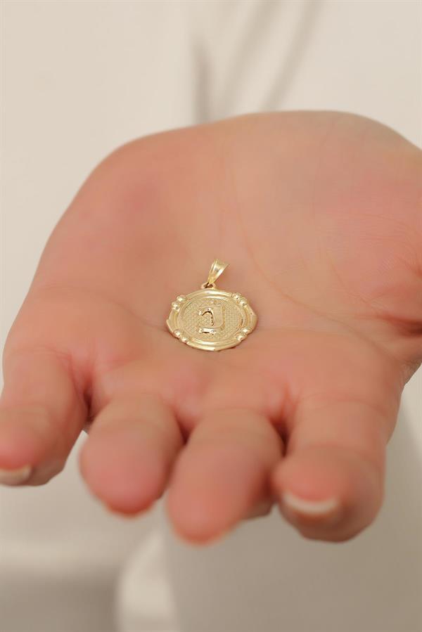 14 Ayar Altın J Harfli Retro Kolye Ucu