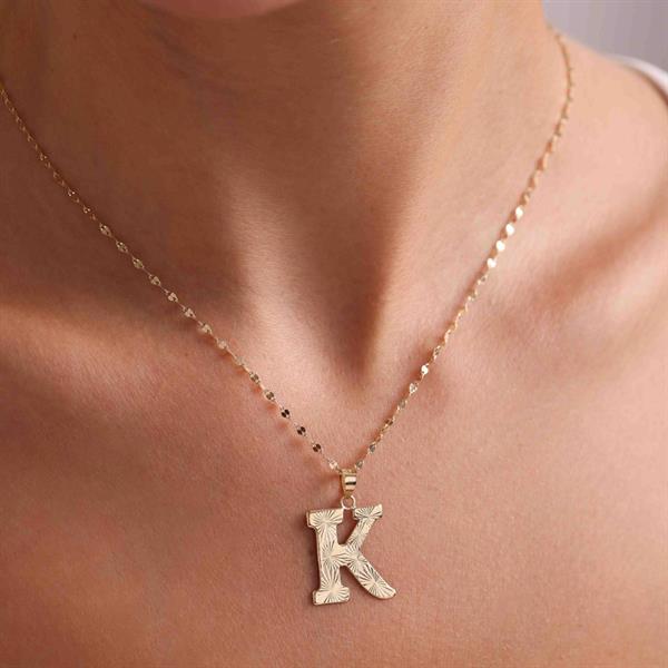 14 Ayar Altın K Harf Füzyon Kolye
