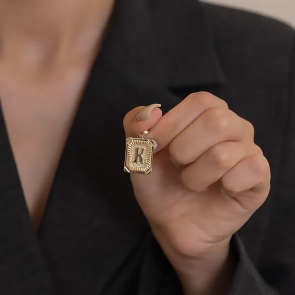 14 Ayar Altın K Harf Vintage Kolye Ucu