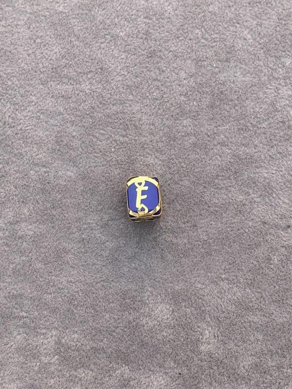 14 Ayar Altın Kafesli Lacivert Boncuk F Harf Kolye Ucu