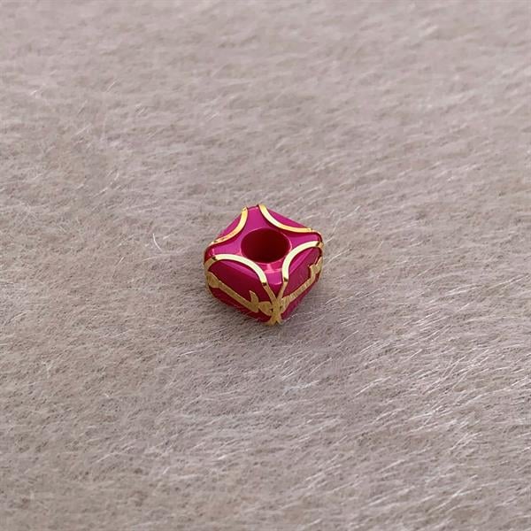 14 Ayar Altın Kafesli Pembe Boncuk L Harf Kolye Ucu