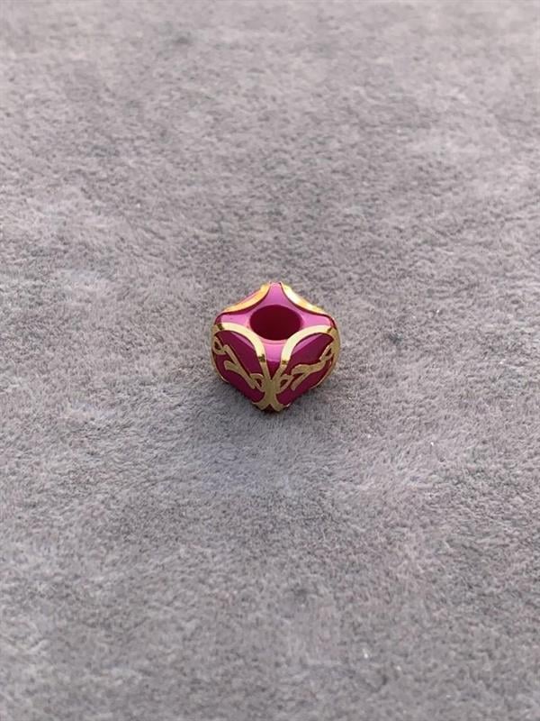 14 Ayar Altın Kafesli Pembe Boncuk Y Harf Kolye Ucu