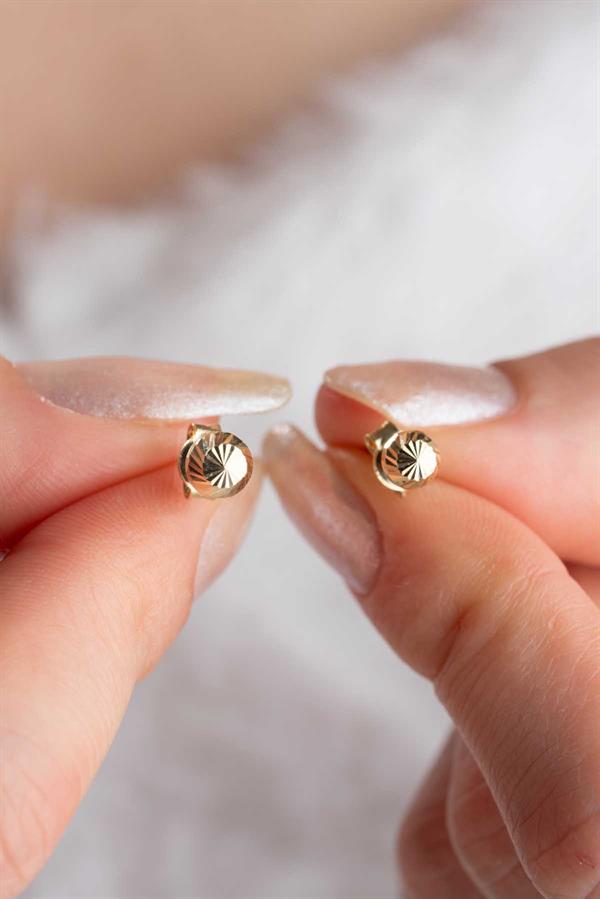 14 Ayar Altın Kalemli Top Küpe