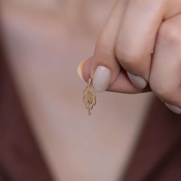 14 Ayar Altın Kalpli Yonca Kolye Ucu