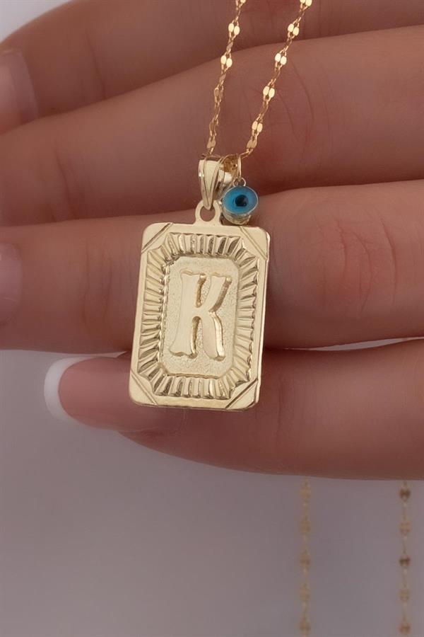 14 Ayar Altın K Harf Vintage Kolye