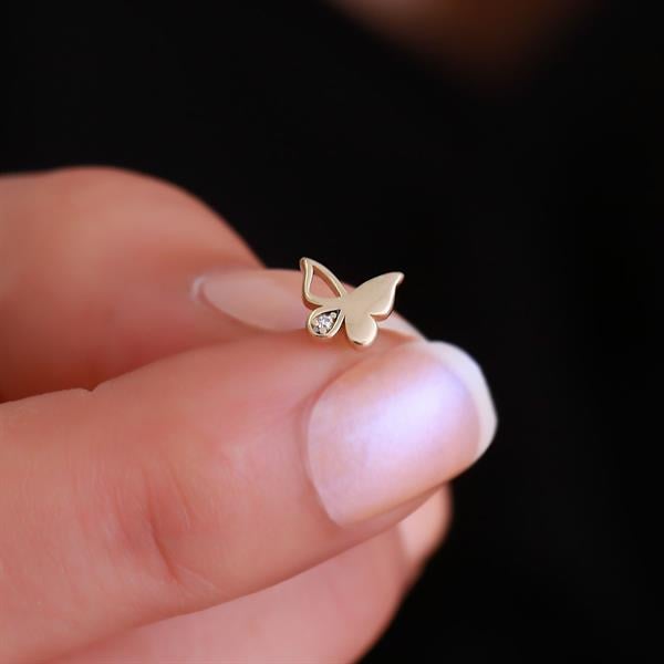 14 Ayar Altın Kelebek Tragus Piercing