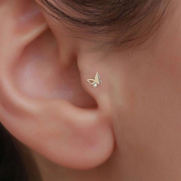 14 Ayar Altın Kelebek Tragus Piercing