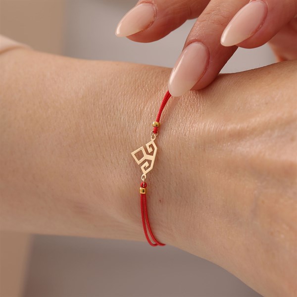14 Ayar Altın Kibele Bereket Sembolü Kırmızı İpli Bileklik