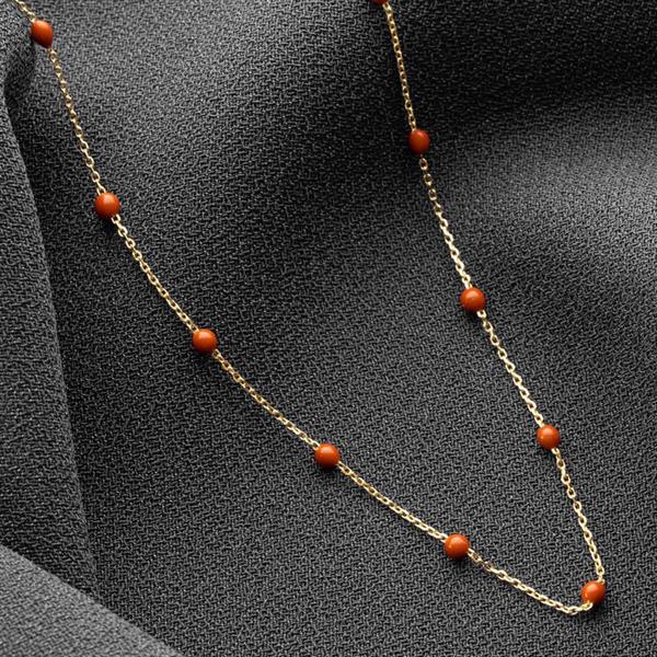 14K Solid Gold Red Mini Ball Necklace