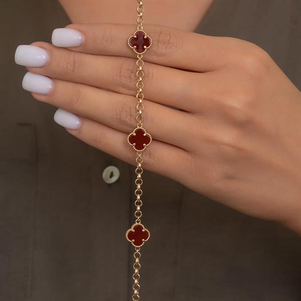 14 Ayar Altın Kahverengi Yonca Bileklik