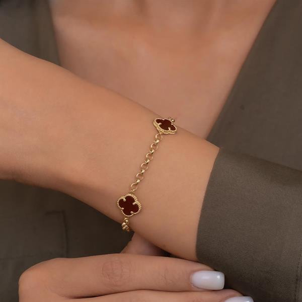 14 Ayar Altın Kahverengi Yonca Bileklik