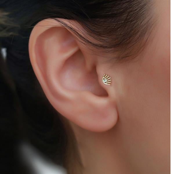 14 Ayar Altın Kirpik Göz Tragus Piercing