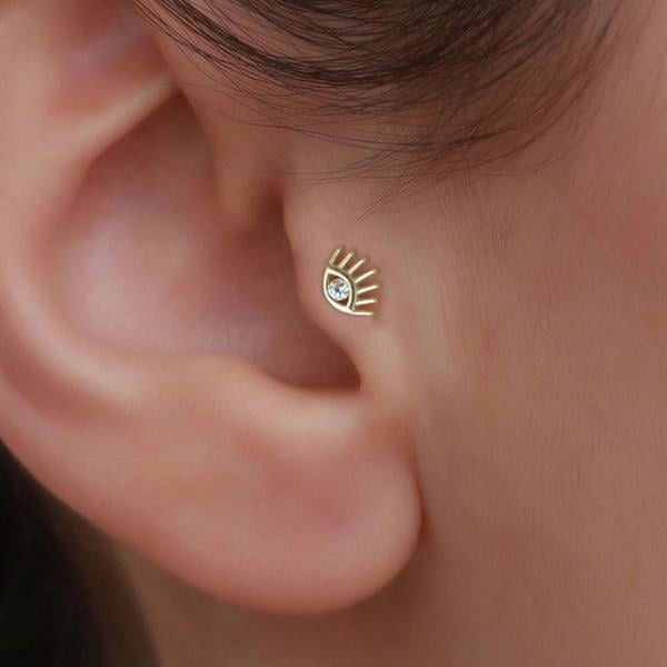14 Ayar Altın Kirpik Göz Tragus Piercing