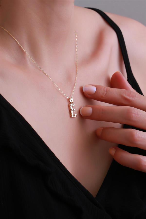 14K Solid Gold Letter E Small Fusion Necklace