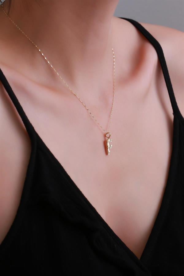 14K Solid Gold F Letter Small Fusion Necklace
