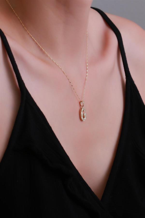 14K Solid Gold G Letter Small Fusion Necklace