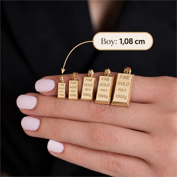 14 Ayar Altın Külçe Kolye Ucu 1,30 mm