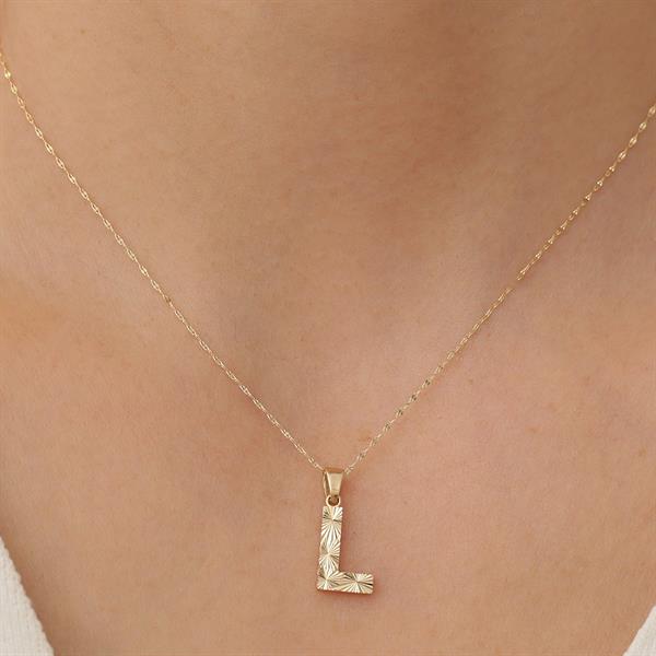 14K Solid Gold L Letter Small Fusion Necklace