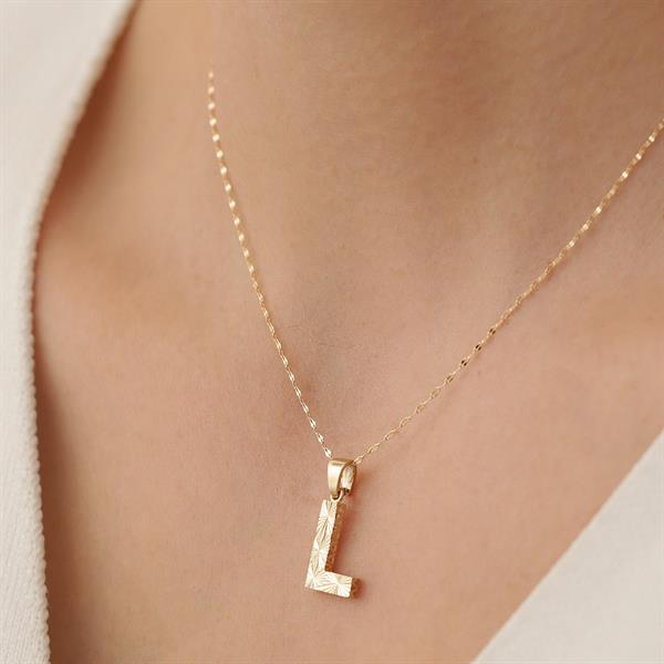 14K Solid Gold L Letter Small Fusion Necklace