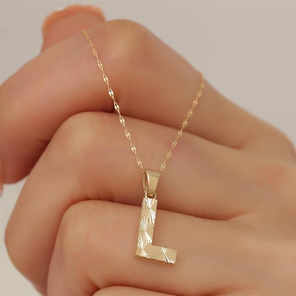 14K Solid Gold L Letter Small Fusion Necklace