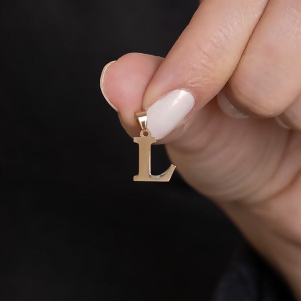 14 Ayar Altın L Harf Sade Kolye Ucu